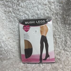 Music Legs Spandex two tone pantyhose black &nude style 7241 one size fits most.